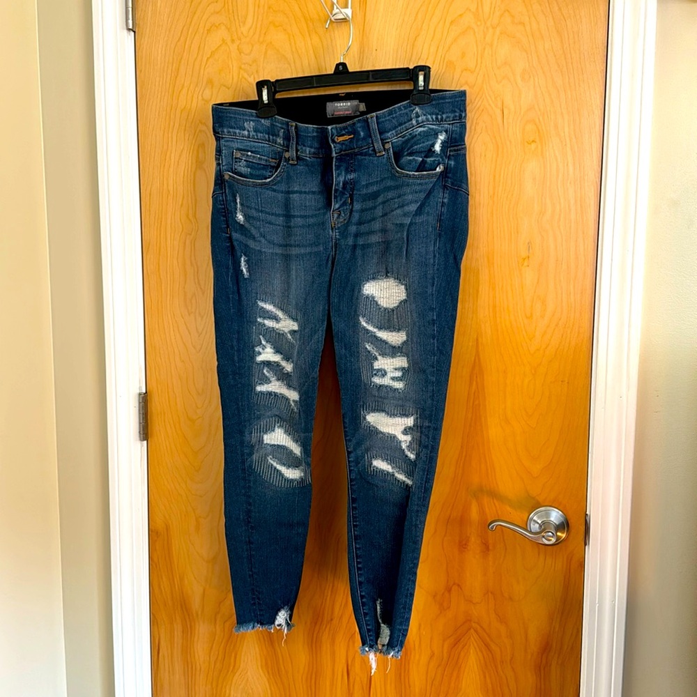 torrid Dark Blue Distressed Skinny Jeans
